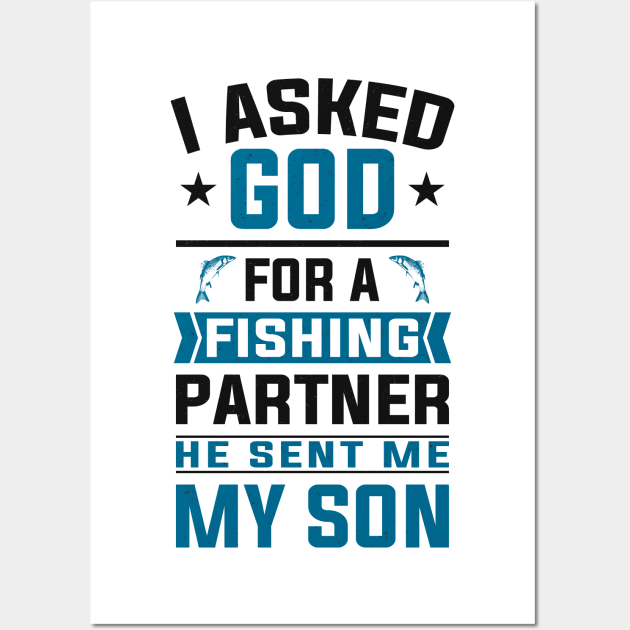 Angler Fishing Father and Son Angling Partners Wall Art by Foxxy Merch